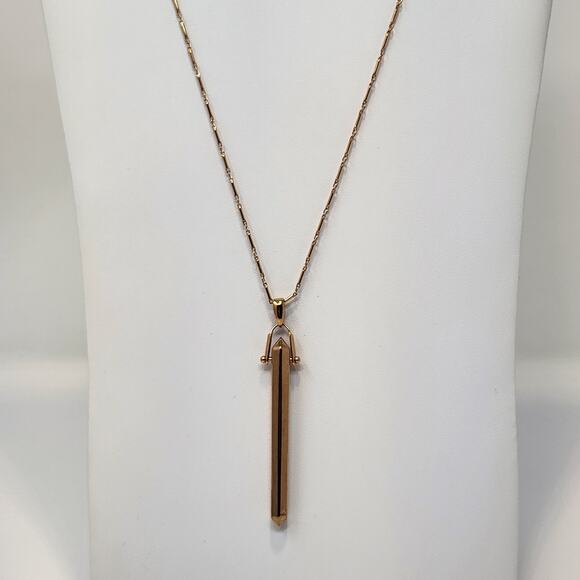 Stella and Dot Rose Gold Tone Obelisk Pendant Chain Necklace Layering Minimalist - Picture 1 of 7